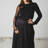 437 – CARMEN SKIRT | Gonna lunga nera in lana con spacco frontale | Taglia 44–48
