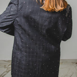 400 ARMANI double-breasted grey jacket with silver rhinestones in pure lightweight virgin wool with rhinestone illustration and colours - Size 50