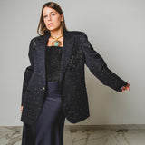 400 ARMANI double-breasted grey jacket with silver rhinestones in pure lightweight virgin wool with rhinestone illustration and colours - Size 50