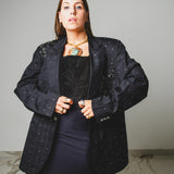 400 ARMANI double-breasted grey jacket with silver rhinestones in pure lightweight virgin wool with rhinestone illustration and colours - Size 50