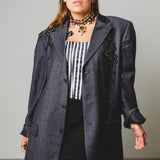 400 ARMANI double-breasted grey jacket with silver rhinestones in pure lightweight virgin wool with rhinestone illustration and colours - Size 50