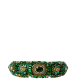 Green rounded headband with stones, pearls and LUCILLA applications
