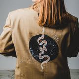 400 ARMANI double-breasted grey jacket with silver rhinestones in pure lightweight virgin wool with rhinestone illustration and colours - Size 50