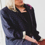 400 ARMANI double-breasted grey jacket with silver rhinestones in pure lightweight virgin wool with rhinestone illustration and colours - Size 50