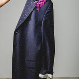 400 ARMANI double-breasted grey jacket with silver rhinestones in pure lightweight virgin wool with rhinestone illustration and colours - Size 50