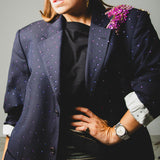 400 ARMANI double-breasted grey jacket with silver rhinestones in pure lightweight virgin wool with rhinestone illustration and colours - Size 50