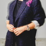 400 ARMANI double-breasted grey jacket with silver rhinestones in pure lightweight virgin wool with rhinestone illustration and colours - Size 50