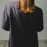 400 ARMANI double-breasted grey jacket with silver rhinestones in pure lightweight virgin wool with rhinestone illustration and colours - Size 50