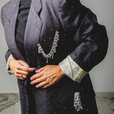 400 ARMANI double-breasted grey jacket with silver rhinestones in pure lightweight virgin wool with rhinestone illustration and colours - Size 50