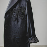 400 ARMANI double-breasted grey jacket with silver rhinestones in pure lightweight virgin wool with rhinestone illustration and colours - Size 50