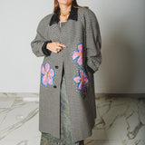 400 ARMANI double-breasted grey jacket with silver rhinestones in pure lightweight virgin wool with rhinestone illustration and colours - Size 50