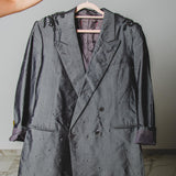 400 ARMANI double-breasted grey jacket with silver rhinestones in pure lightweight virgin wool with rhinestone illustration and colours - Size 50