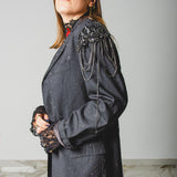 400 ARMANI double-breasted grey jacket with silver rhinestones in pure lightweight virgin wool with rhinestone illustration and colours - Size 50