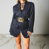 400 ARMANI double-breasted grey jacket with silver rhinestones in pure lightweight virgin wool with rhinestone illustration and colours - Size 50