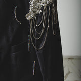 400 ARMANI double-breasted grey jacket with silver rhinestones in pure lightweight virgin wool with rhinestone illustration and colours - Size 50