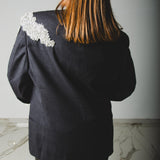 400 ARMANI double-breasted grey jacket with silver rhinestones in pure lightweight virgin wool with rhinestone illustration and colours - Size 50