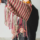 CARDIGAN CORTO CON FRANGE MULTICOLORE PESCA-BORDEAUX-VERDE - HANDMADE