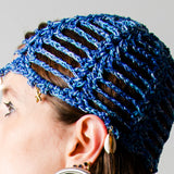 4 - Cuffia Estiva Crochet Blu con Charm -Marea