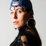 4 - Cuffia Estiva Crochet Blu con Charm -Marea