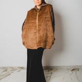 GILET IN ALPACA CON COLLETTO - REVERSIBILE IN JAQUARD ROSA