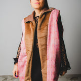 GILET IN ALPACA CON COLLETTO - REVERSIBILE IN JAQUARD ROSA