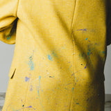 500 Giacca senape Kenzo Tg 50 in pura lana con schizzi di colore