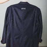 506 Giacca blu Zegna tg 48/50 con strass oro effetto metallizzato con catena dorata - 2 bottoni