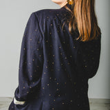 506 Giacca blu Zegna tg 48/50 con strass oro effetto metallizzato con catena dorata - 2 bottoni