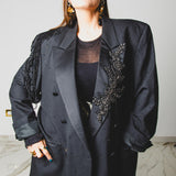 400 ARMANI double-breasted grey jacket with silver rhinestones in pure lightweight virgin wool with rhinestone illustration and colours - Size 50