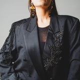 400 ARMANI double-breasted grey jacket with silver rhinestones in pure lightweight virgin wool with rhinestone illustration and colours - Size 50