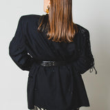 400 ARMANI double-breasted grey jacket with silver rhinestones in pure lightweight virgin wool with rhinestone illustration and colours - Size 50