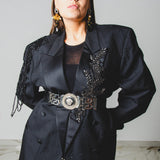 400 ARMANI double-breasted grey jacket with silver rhinestones in pure lightweight virgin wool with rhinestone illustration and colours - Size 50