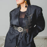 400 ARMANI double-breasted grey jacket with silver rhinestones in pure lightweight virgin wool with rhinestone illustration and colours - Size 50