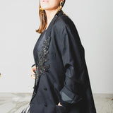 400 ARMANI double-breasted grey jacket with silver rhinestones in pure lightweight virgin wool with rhinestone illustration and colours - Size 50