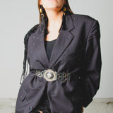 400 ARMANI double-breasted grey jacket with silver rhinestones in pure lightweight virgin wool with rhinestone illustration and colours - Size 50