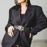 400 ARMANI double-breasted grey jacket with silver rhinestones in pure lightweight virgin wool with rhinestone illustration and colours - Size 50