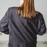 400 ARMANI double-breasted grey jacket with silver rhinestones in pure lightweight virgin wool with rhinestone illustration and colours - Size 50