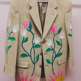 400 ARMANI double-breasted grey jacket with silver rhinestones in pure lightweight virgin wool with rhinestone illustration and colours - Size 50