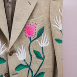 400 ARMANI double-breasted grey jacket with silver rhinestones in pure lightweight virgin wool with rhinestone illustration and colours - Size 50