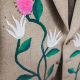 400 ARMANI double-breasted grey jacket with silver rhinestones in pure lightweight virgin wool with rhinestone illustration and colours - Size 50