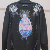 400 ARMANI double-breasted grey jacket with silver rhinestones in pure lightweight virgin wool with rhinestone illustration and colours - Size 50