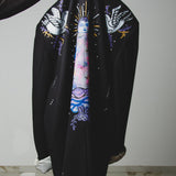 537  Giacca in lana pesante nera 3 bottoni con dipinti a mano e strass - tg 50