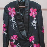 400 ARMANI double-breasted grey jacket with silver rhinestones in pure lightweight virgin wool with rhinestone illustration and colours - Size 50