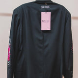 400 ARMANI double-breasted grey jacket with silver rhinestones in pure lightweight virgin wool with rhinestone illustration and colours - Size 50