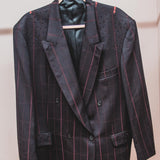 400 ARMANI double-breasted grey jacket with silver rhinestones in pure lightweight virgin wool with rhinestone illustration and colours - Size 50