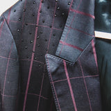 400 ARMANI double-breasted grey jacket with silver rhinestones in pure lightweight virgin wool with rhinestone illustration and colours - Size 50