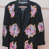 400 ARMANI double-breasted grey jacket with silver rhinestones in pure lightweight virgin wool with rhinestone illustration and colours - Size 50