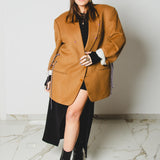 548 Giacca cammello in lana con laccini in vita - Tg 56