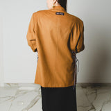 548 Giacca cammello in lana con laccini in vita - Tg 56