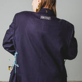 549 Giacca blu in lana e cashmere con laccini in vita - Tg 54